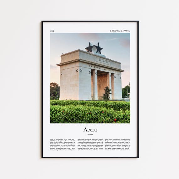 Accra Color Print Real Photo Poster Travel Gift Ghana Minimal City Wall Art