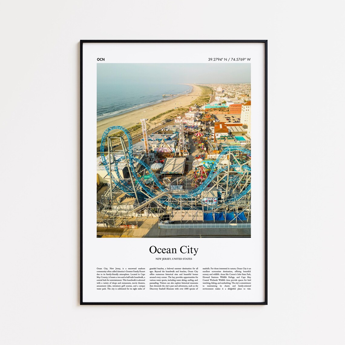 Ocean City Color Print Real Photo Poster Travel Gift New Jersey United States Usa Wall Art