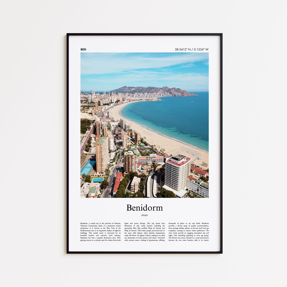Benidorm Spain Mediterranean Beach Resort Aerial Skyline Poster