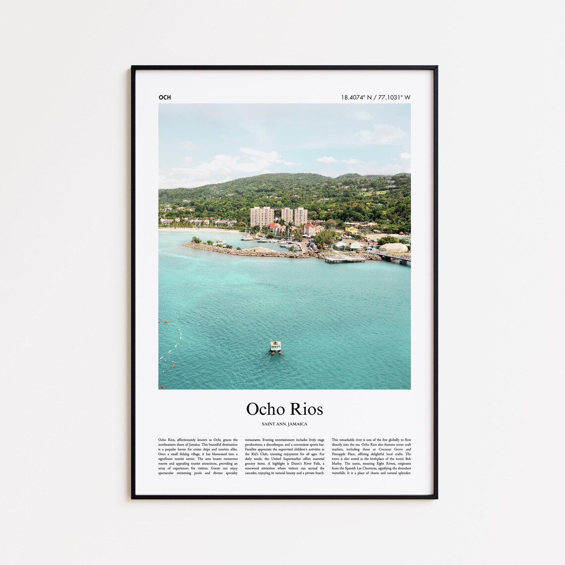 Ocho Rios Jamaica Caribbean Bay Green Hills Resort Town Poster