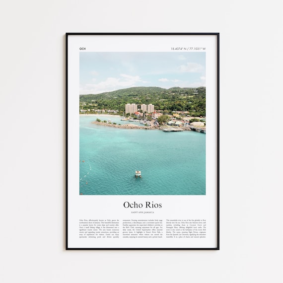 Ocho Rios Color Print Real Photo Poster Travel Gift Saint Ann Jamaica Minimal City