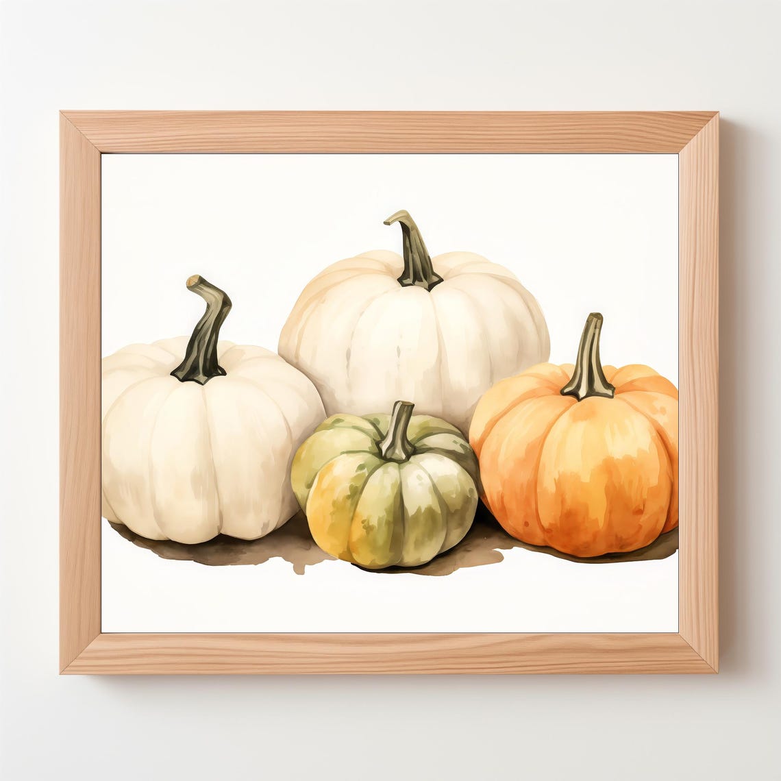 Watercolor Pumpkins White Orange Green Fall Harvest Rustic Wall Poster - Image 5