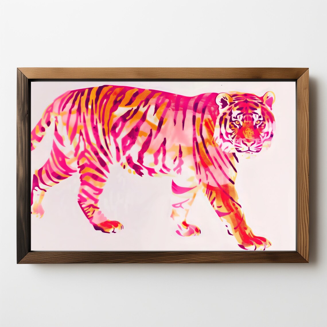 Pink Orange Tiger Watercolor Painting Bold Colorful Maximalist Animal Art - Image 5