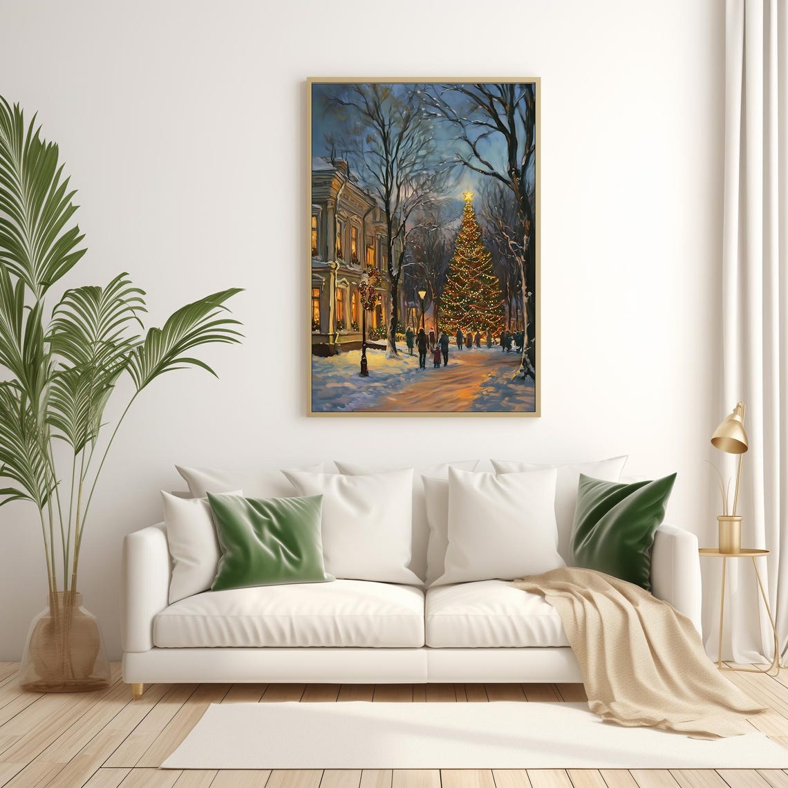 Christmas Town Print Winter Wall Art Vintage Style Christmas Village Print Holiday Painting Seasonal Home Decor 465 - Image 2