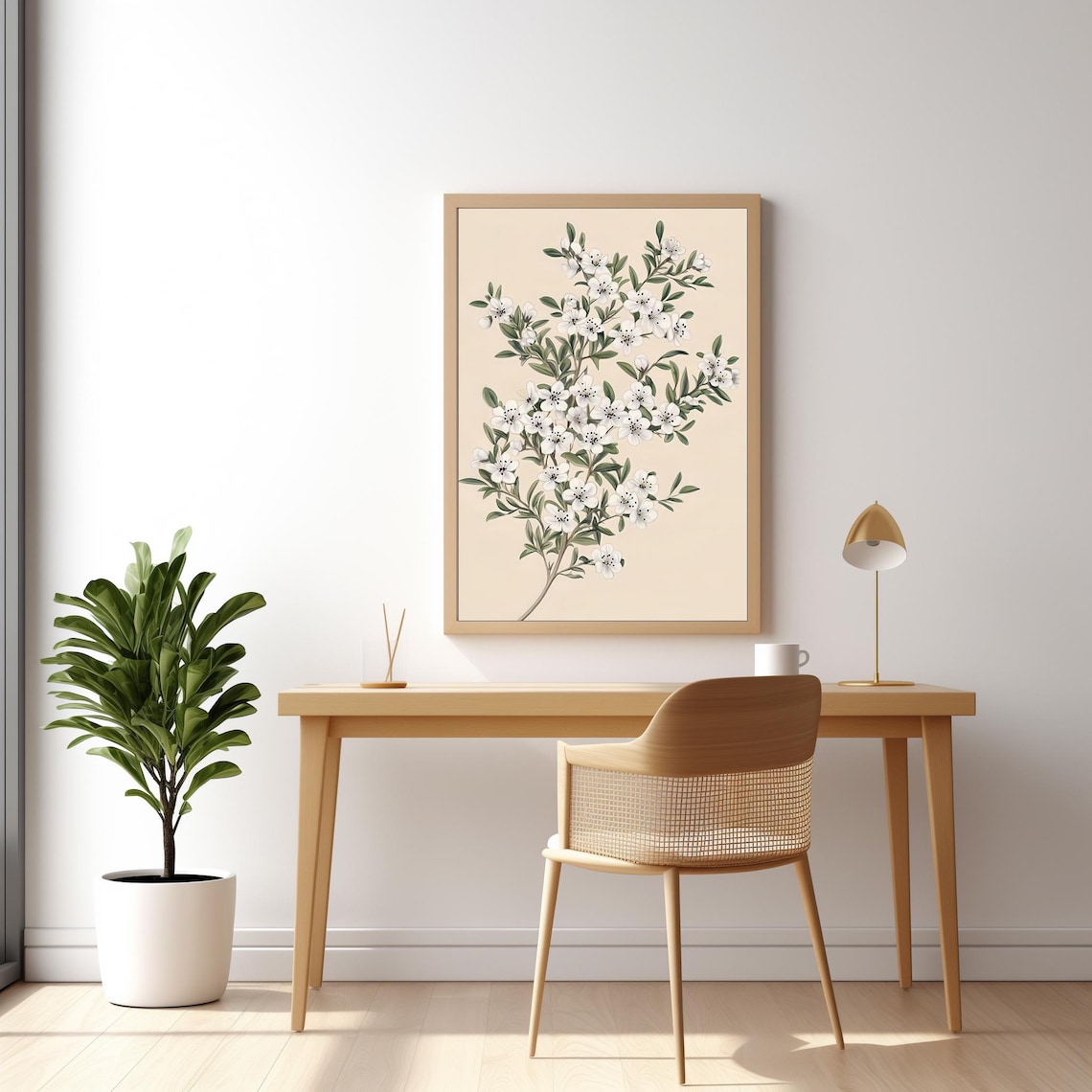 Vintage White Wildflower Botanical Print Neutral Floral Wall Poster - Image 3