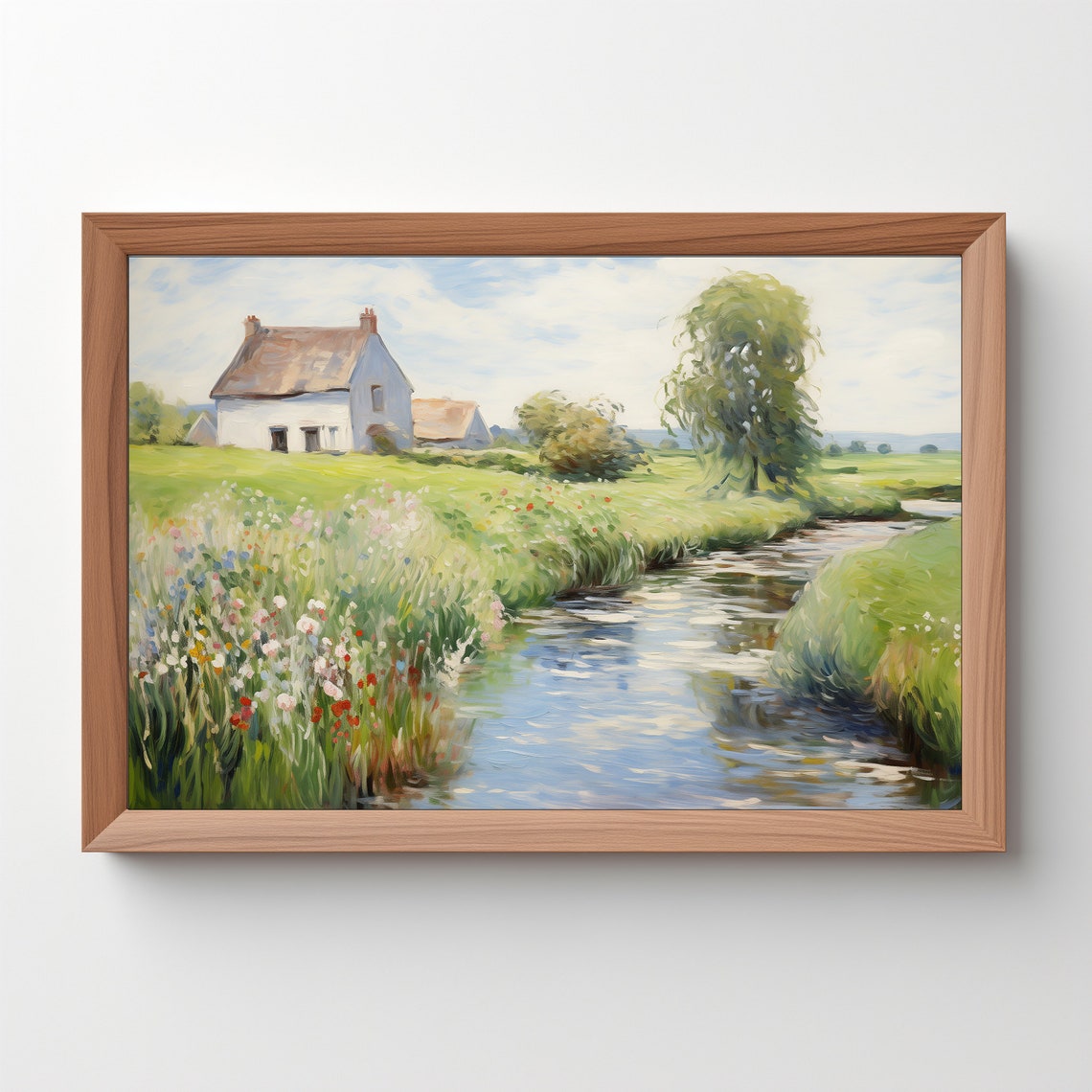 Cottage By A Stream Spring Garden Impressionist Country Poster
