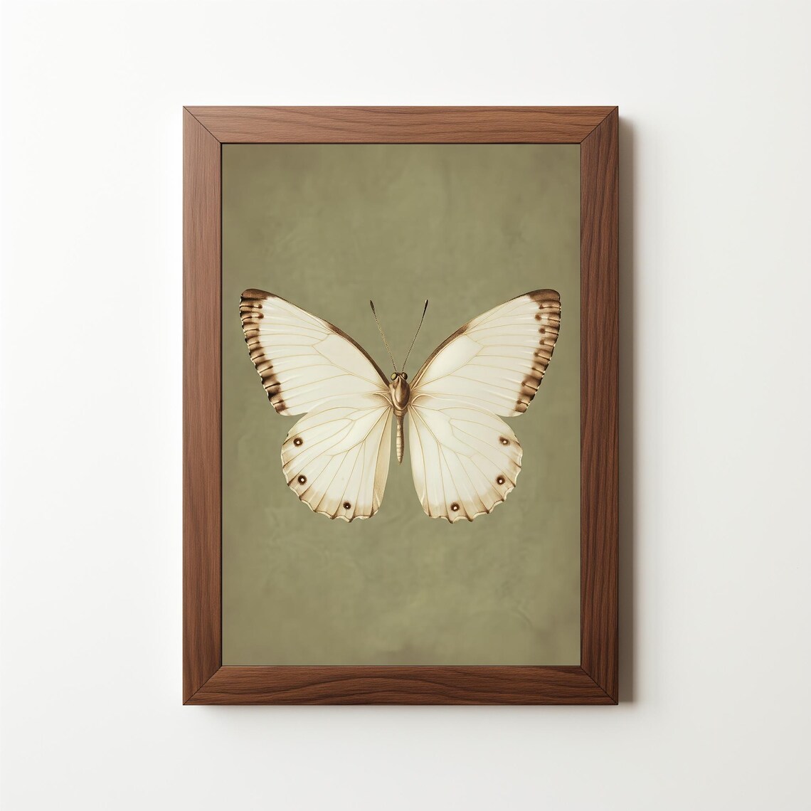 Vintage White Butterfly Art Print, Moody Rustic Decor - Image 5