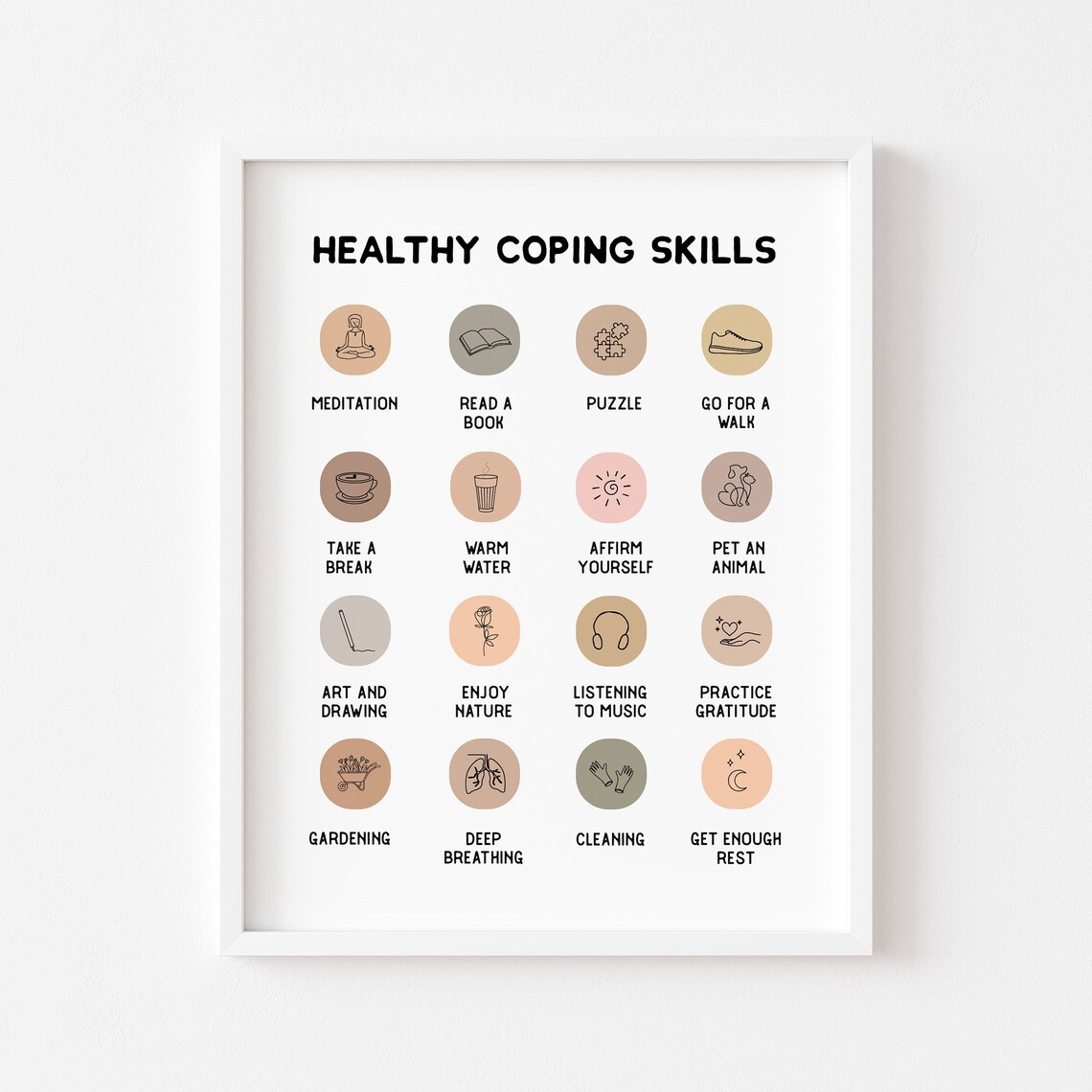 Healthy Coping Skills Daily Therapy Office Mental Wellness Poster
