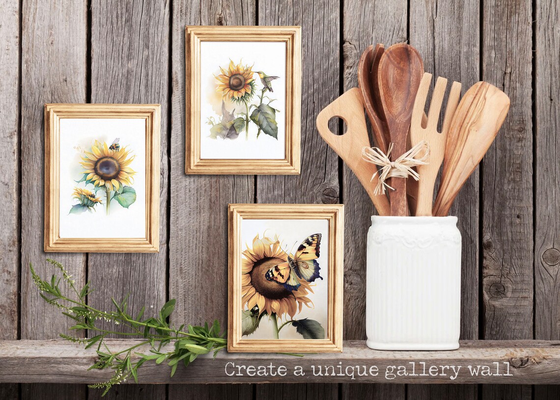 Sunflower and Bumblebee Watercolor Painting Botanical Floral Wall Art Print - Image 2