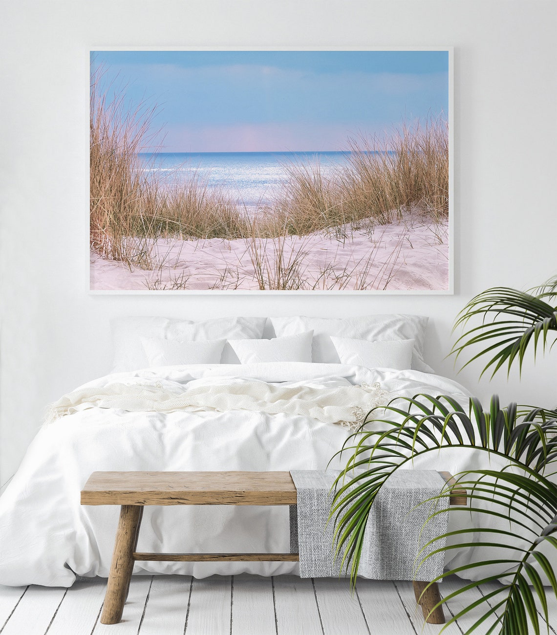 Wall Art Coastal Print Boho Beach Decor Ocean Poster Bedroom Or Living Room Surf Pampas Grass Print - Image 3