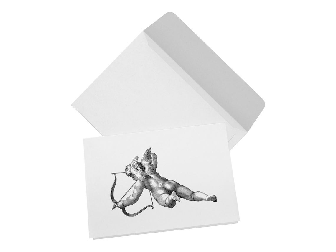 Vintage Cupid Engraving Valentine Day Greeting Card Pack Art Print - Image 2