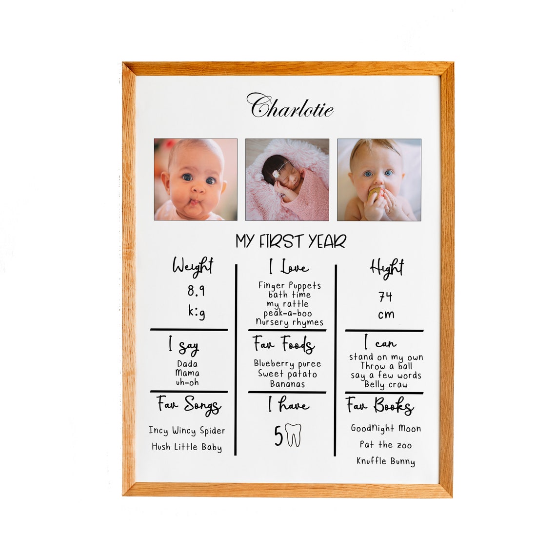 Personalized 1st Birthday Photo Collage Custom Photo Gift One Year Collage New Born Gift New Parents Gift