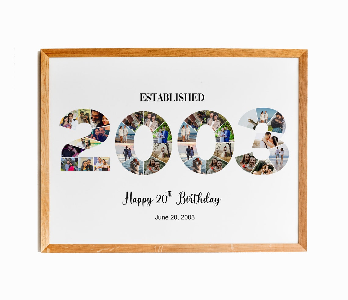 2003 Number Photo Collage 20th Birthday Keepsake Personalized Poster