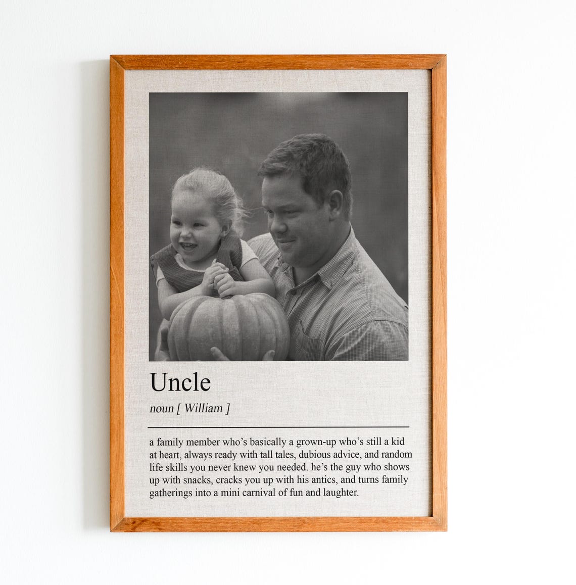 Personalized Uncle Photo Dictionary Definition Fun Gift Poster for Him