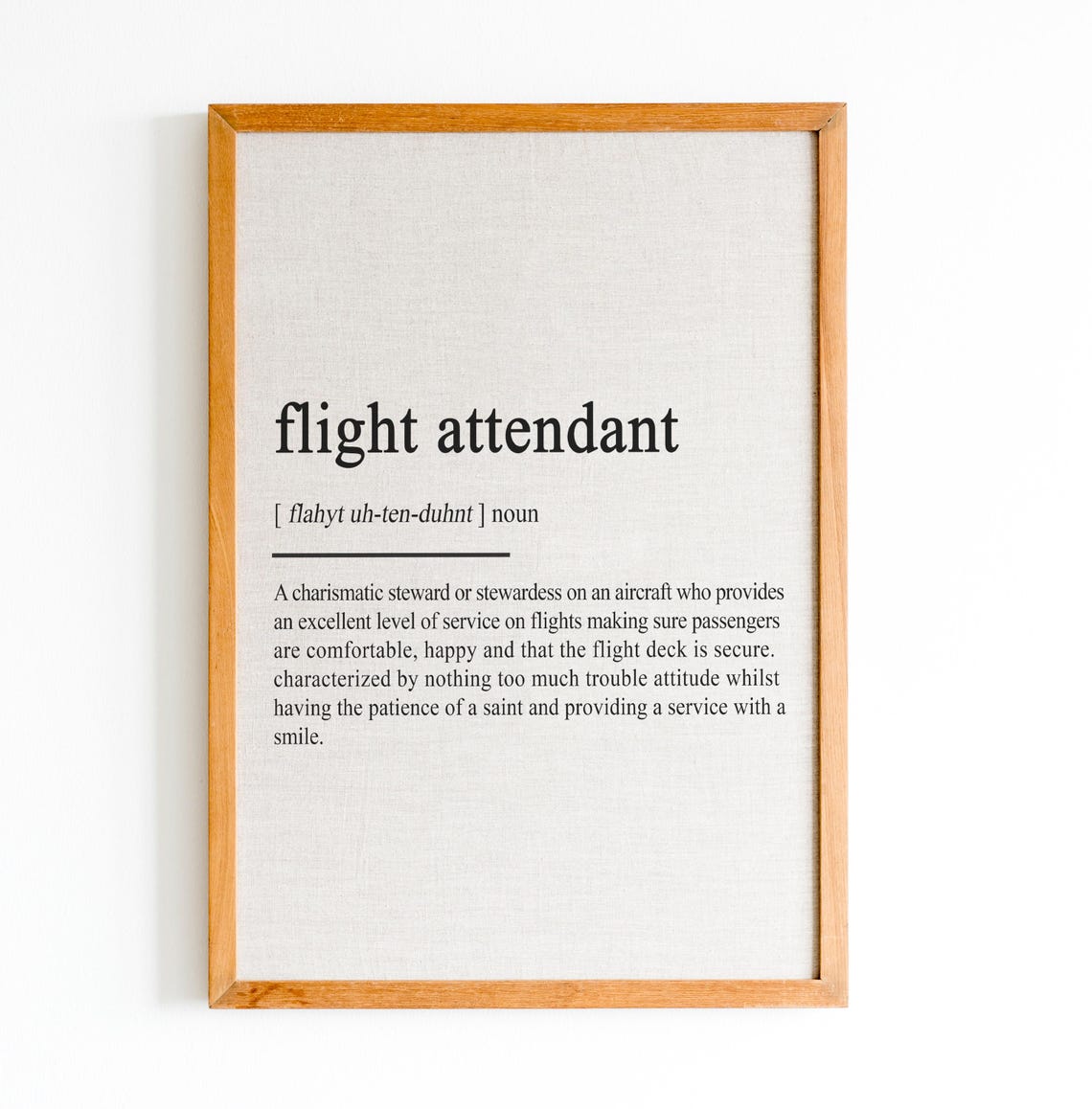 Flight Attendant Definition Dictionary Style Pilot Gift Poster - Image 3