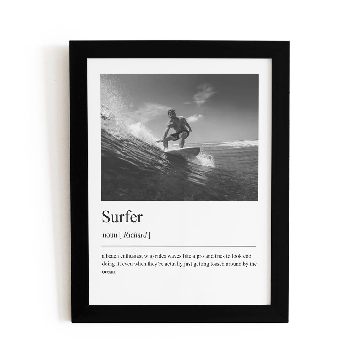 Personalized Surfer Photo Dictionary Definition Ocean Gift Poster - Image 2