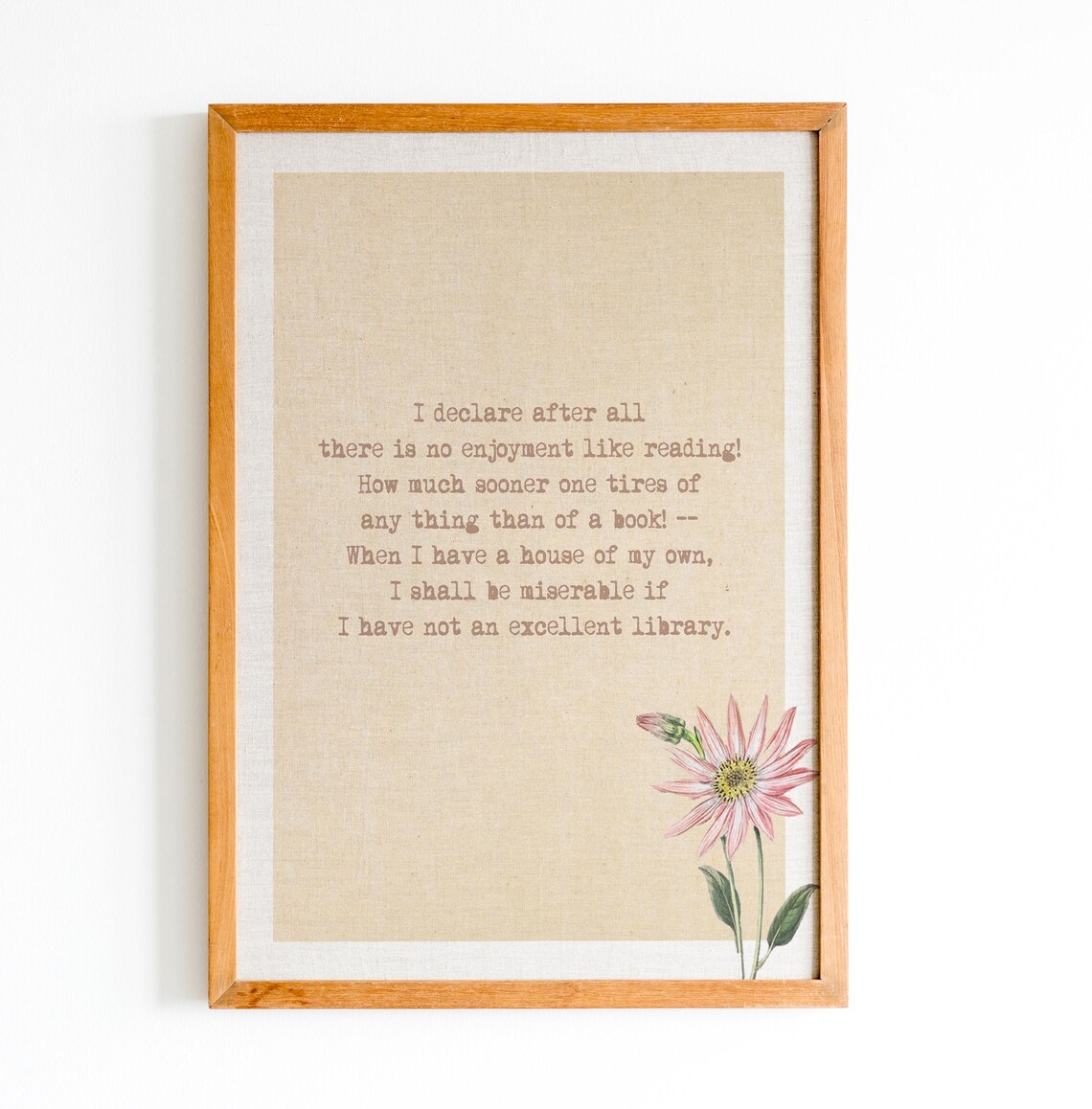 Pride and Prejudice Enjoyment Like Reading Quote Art Vintage Paper Poster