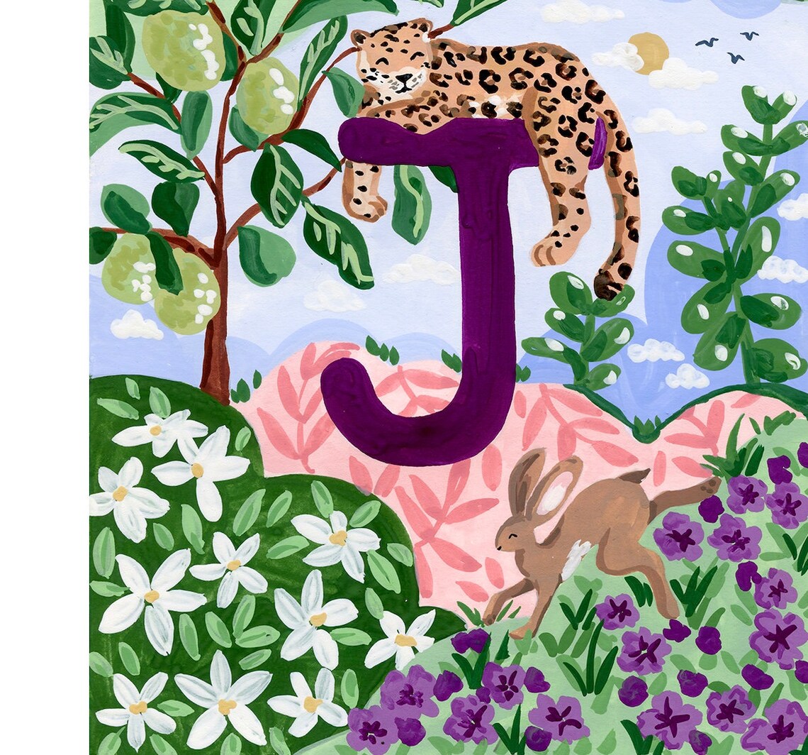Monogram J Art Print, Alphabet Nursery Decor - Image 4
