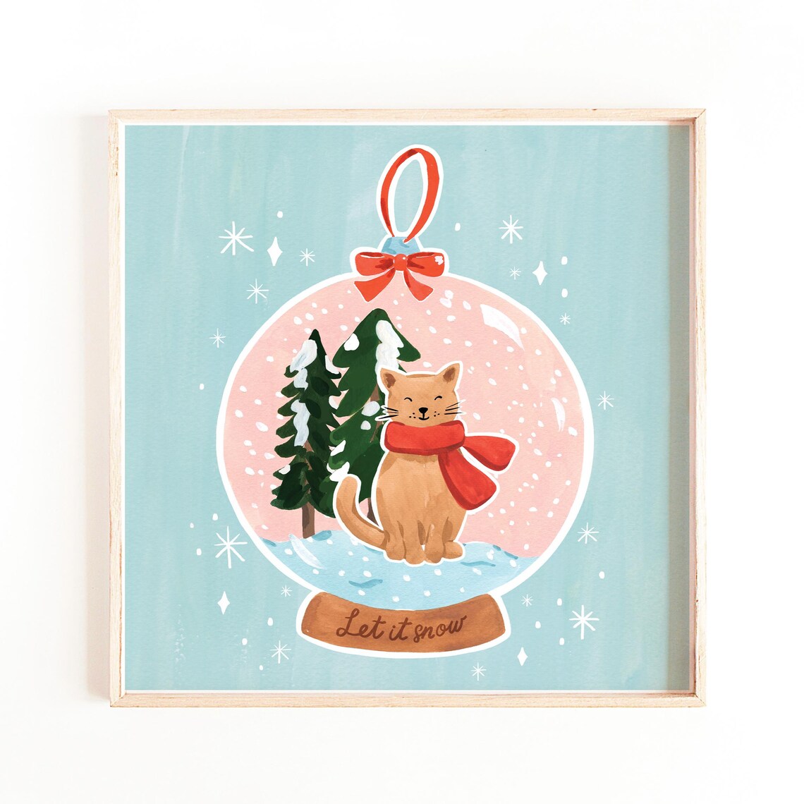 Christmas Cats Modern Holiday Decor Art Print