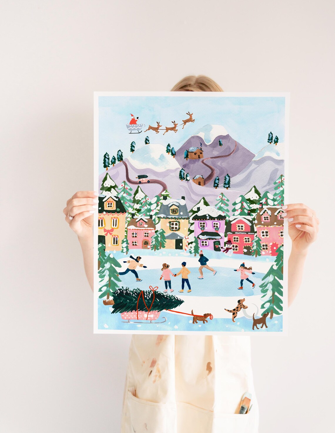 Christmas Village Festive Winter Wonderland Art Print - Image 3