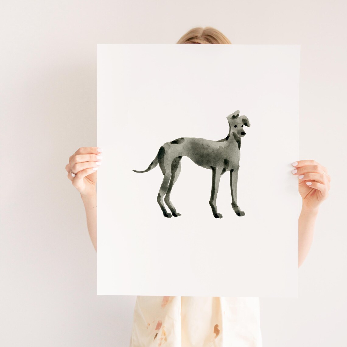 Paco Italian Greyhound Minimal Watercolor Dog Portrait Wall Art Print - Image 3
