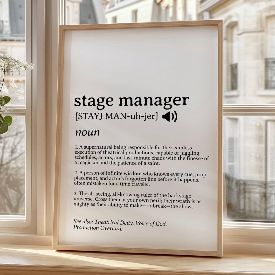 Stage Manager Definition Funny Theatre Dictionary Word Art Poster
