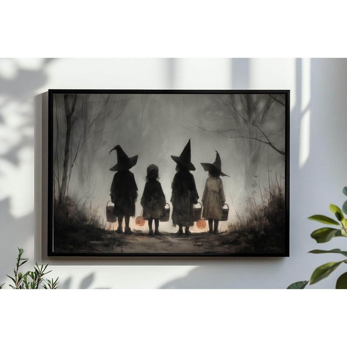 Trick Or Treaters Wall Art Muted Vintage Halloween Print Spooky Autumn Fall Instant