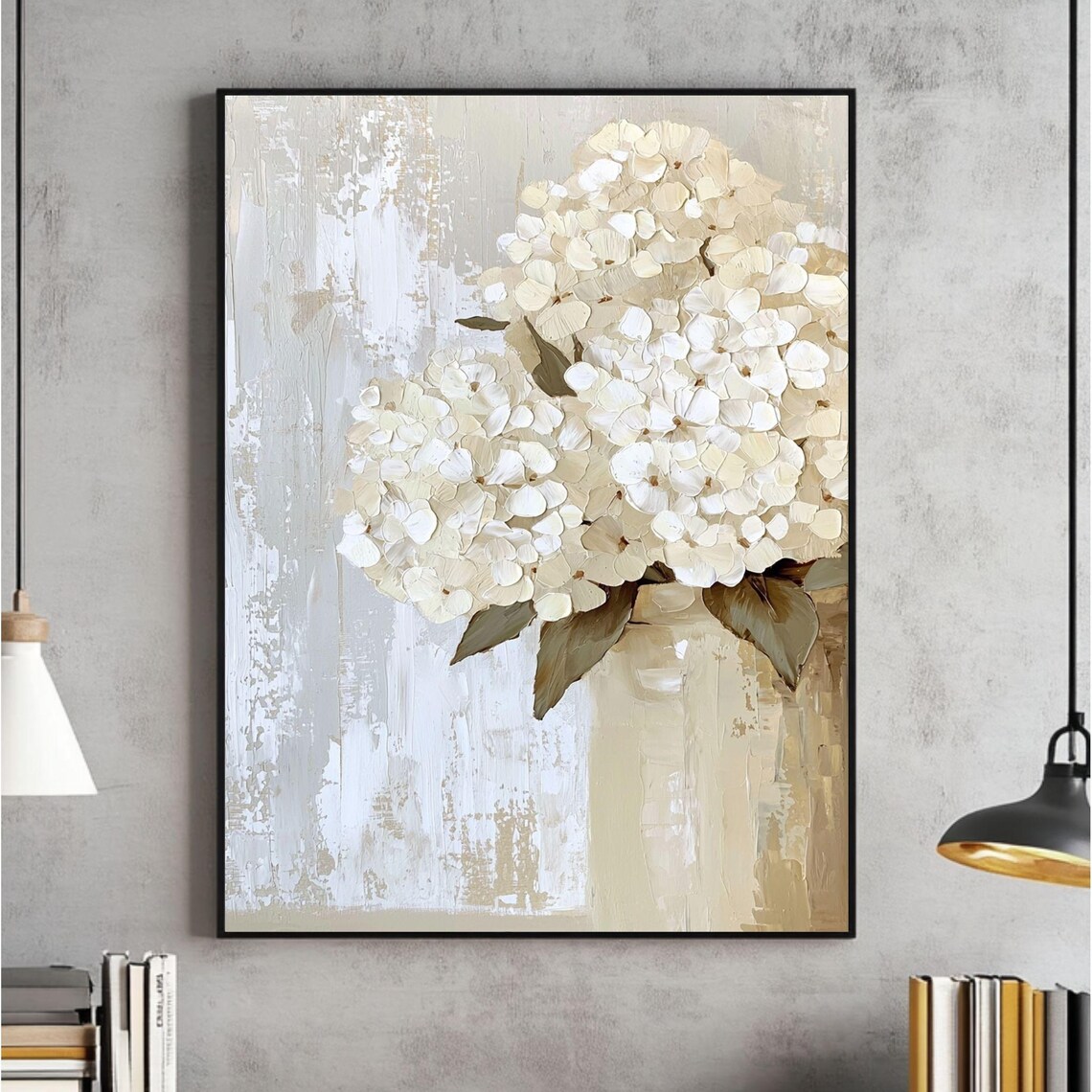 White Hydrangeas Vintage Botanical Art Print