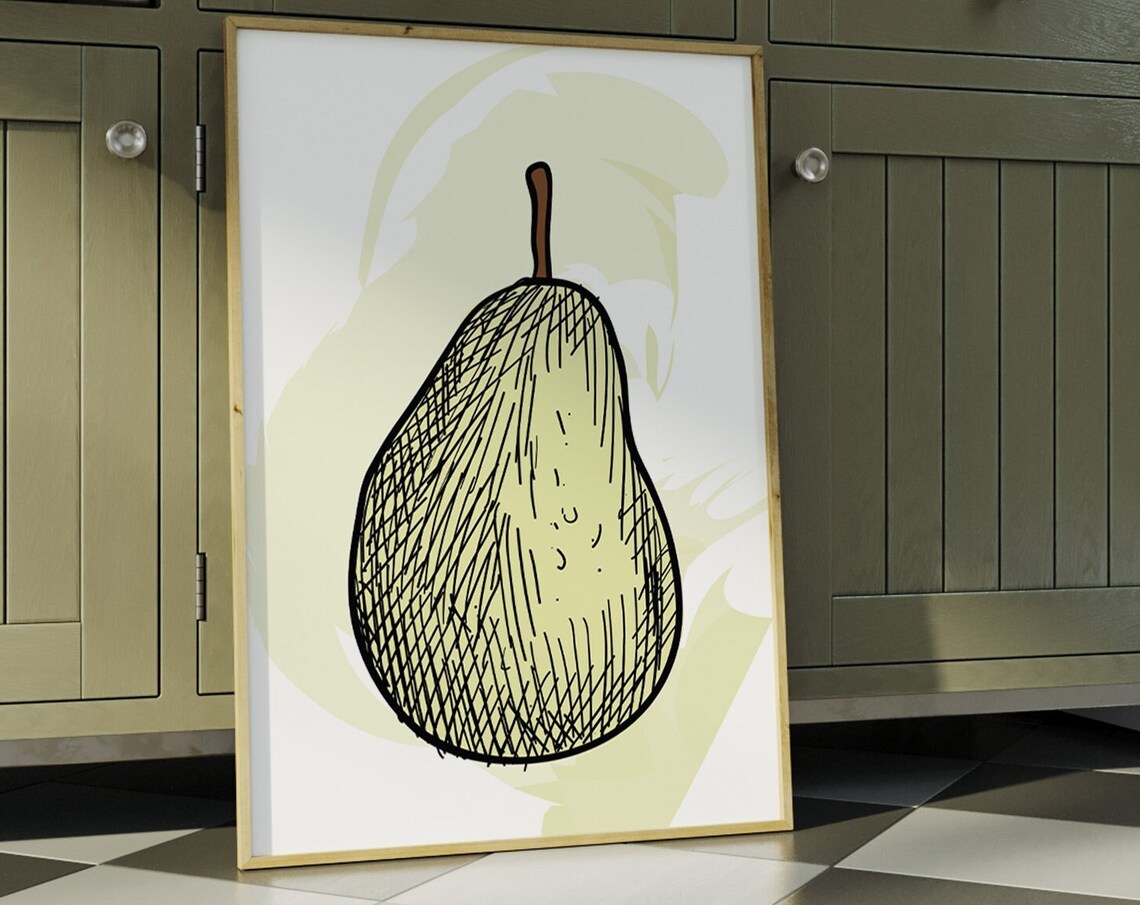 Pear Fruit Kitchen Wall Art Boho Minimalist Prints Modern Art Kitchen Prints Art Physical Poster Print Shipped To You