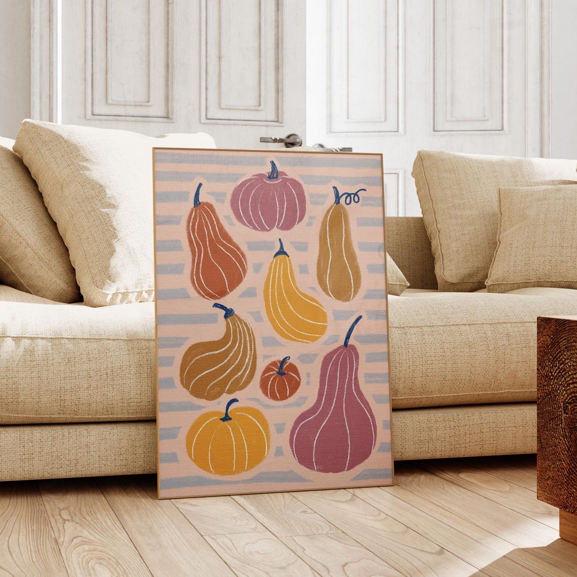 Muted Colorful Pumpkin Thanksgiving Wall Art Dopamine Autumn Decor