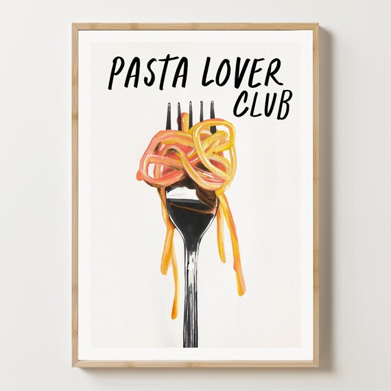 Cheerful Pasta Lover Club Spaghetti Fork Fun Italian Kitchen Poster