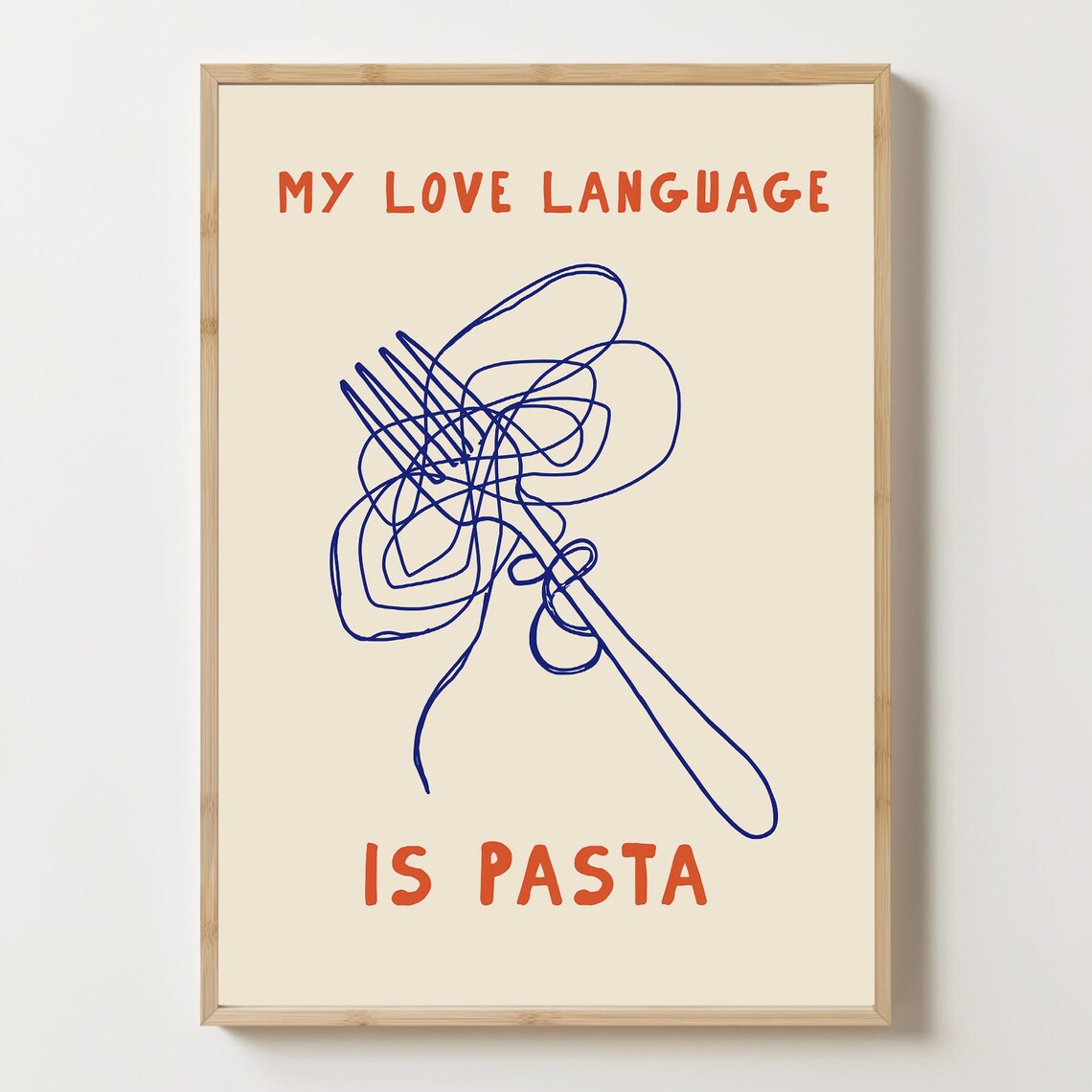 My Love Language Is Pasta Fun Italian Foodie Quote Kitchen Poster
