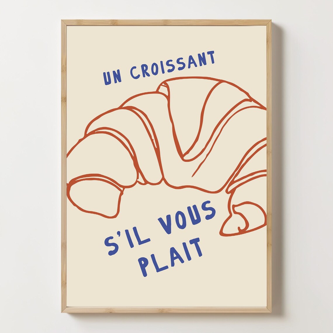 Un Croissant S Il Vous Plait French Bakery Orange Line Art Kitchen Poster