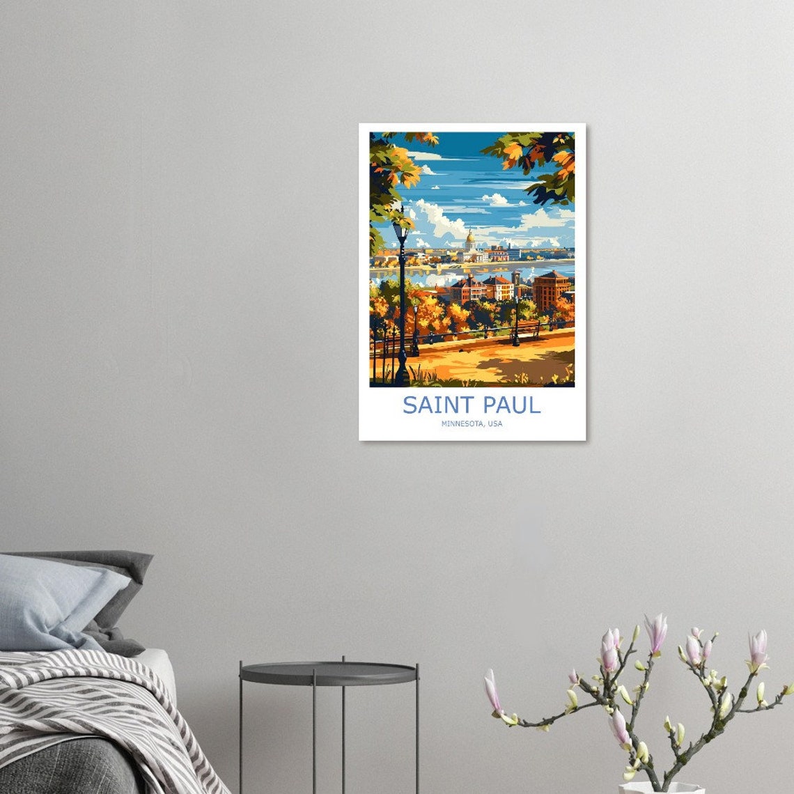 Saint Paul Minnesota Capitol Skyline Autumn Park Travel Poster - Image 2