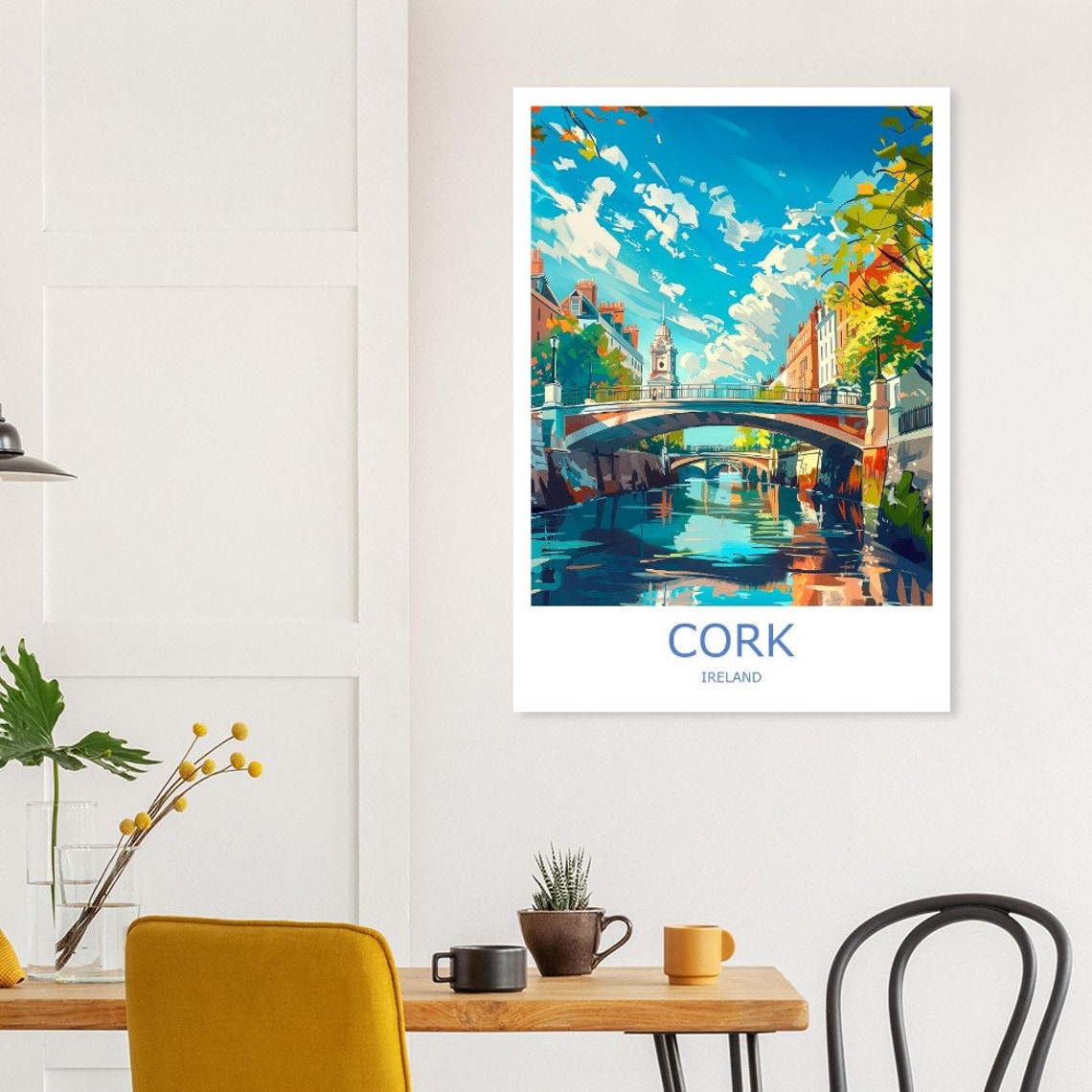 Cork Ireland Travel Poster With River Lee Bridge And City Skyline - Image 3