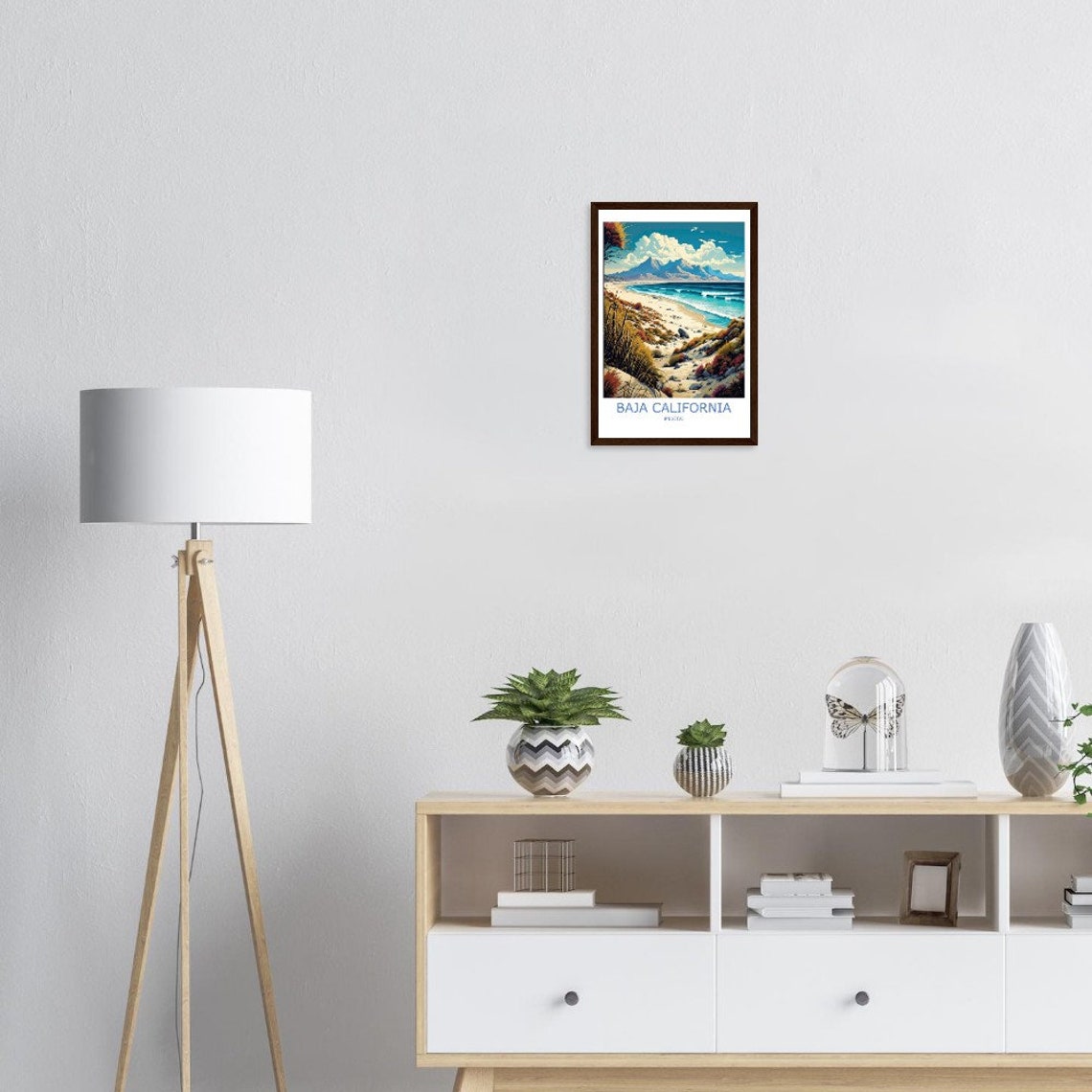 Baja California Desert Beach Dunes Ocean Mountain Travel Poster - Image 3