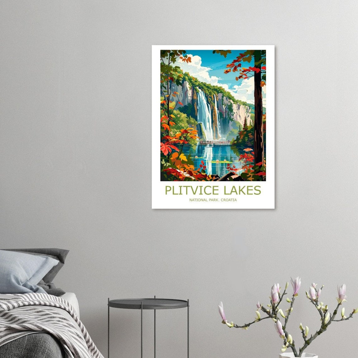 Plitvice Lakes Waterfall Autumn Foliage Croatia Travel Poster - Image 3