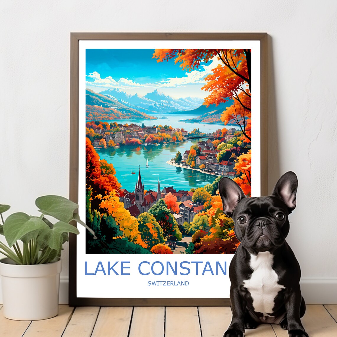 Lake Constance Autumn Lakeside Town Swiss Alps Travel Poster - Image 2