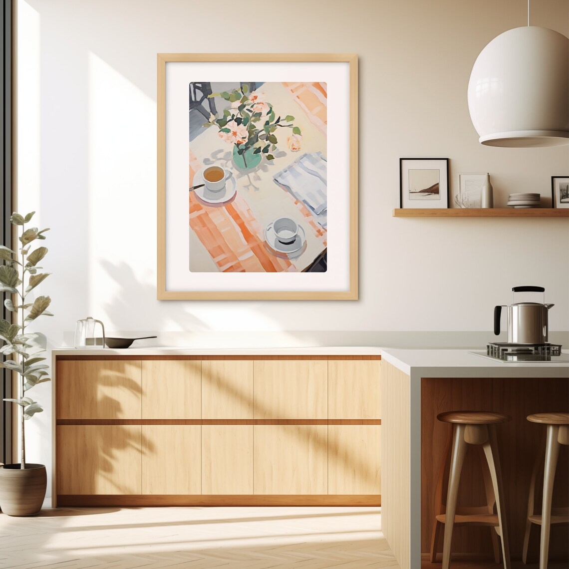 Kitchen Table Print Coffee Wall Art Table With Teacups Breakfast Table Kitchen Wall Art Instant - Image 3