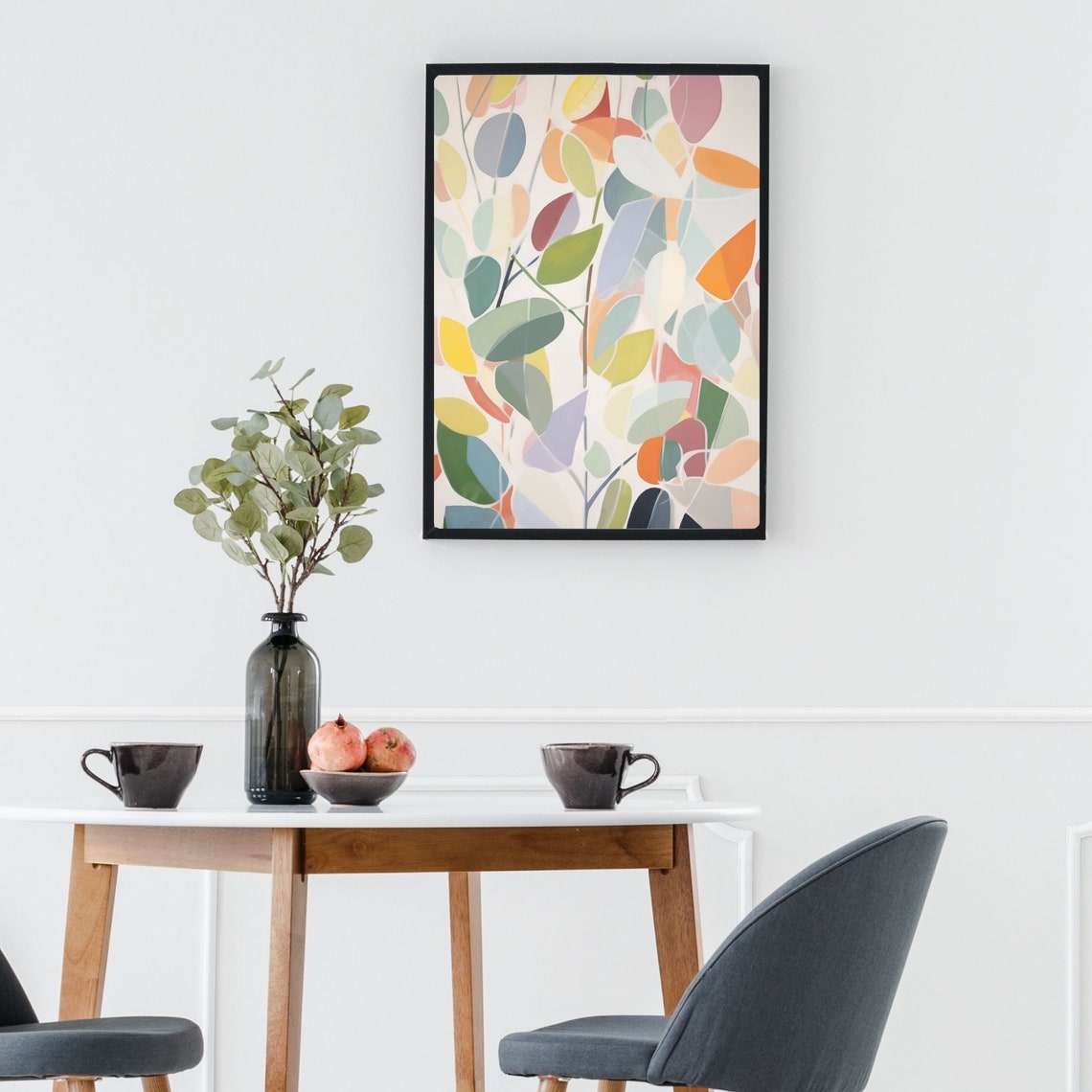 Abstract Eucalyptus Leaves in Pastel Rainbow Colors Botanical Poster - Image 2