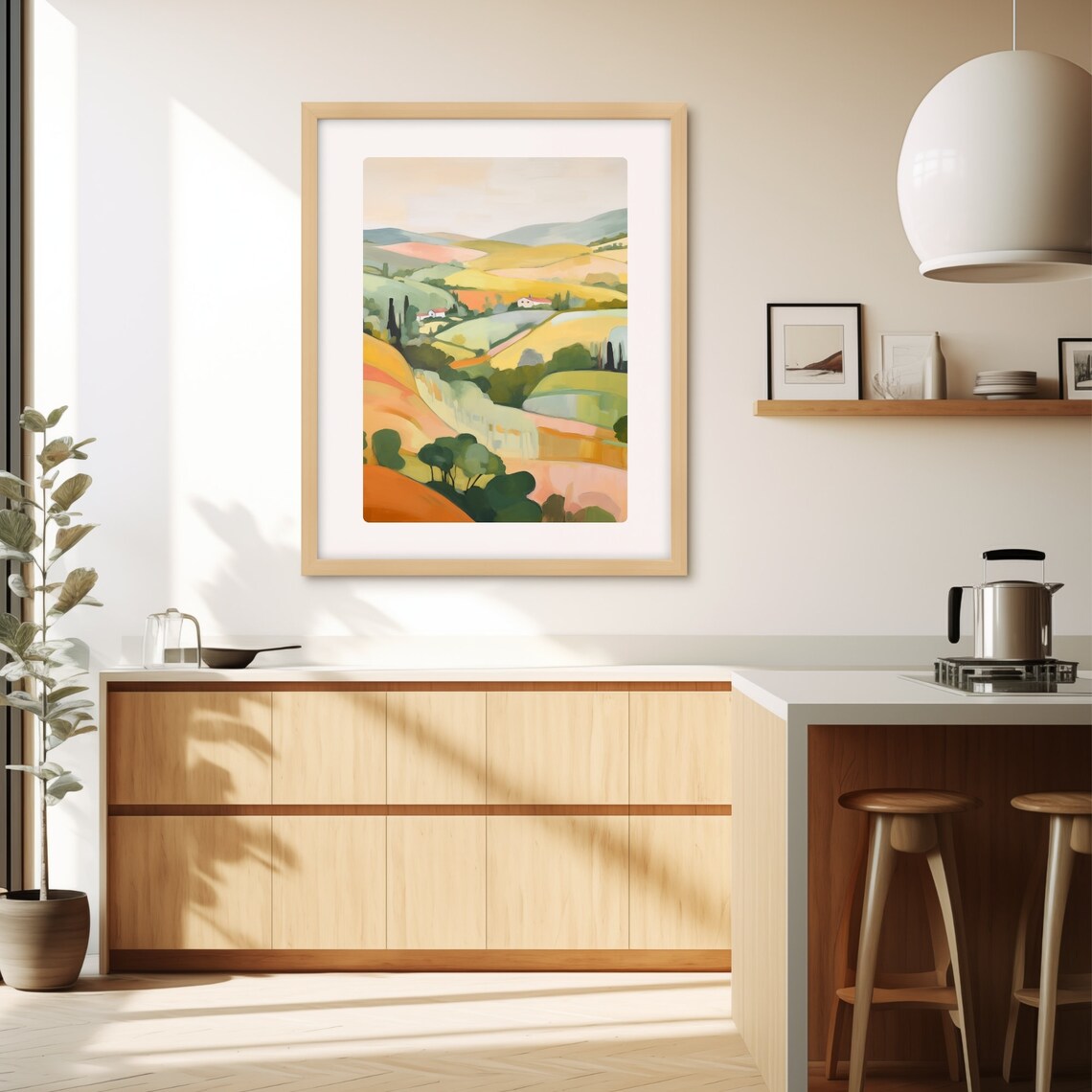 Tuscan Countryside Farmhouses on Golden Rolling Hills Poster - Image 3