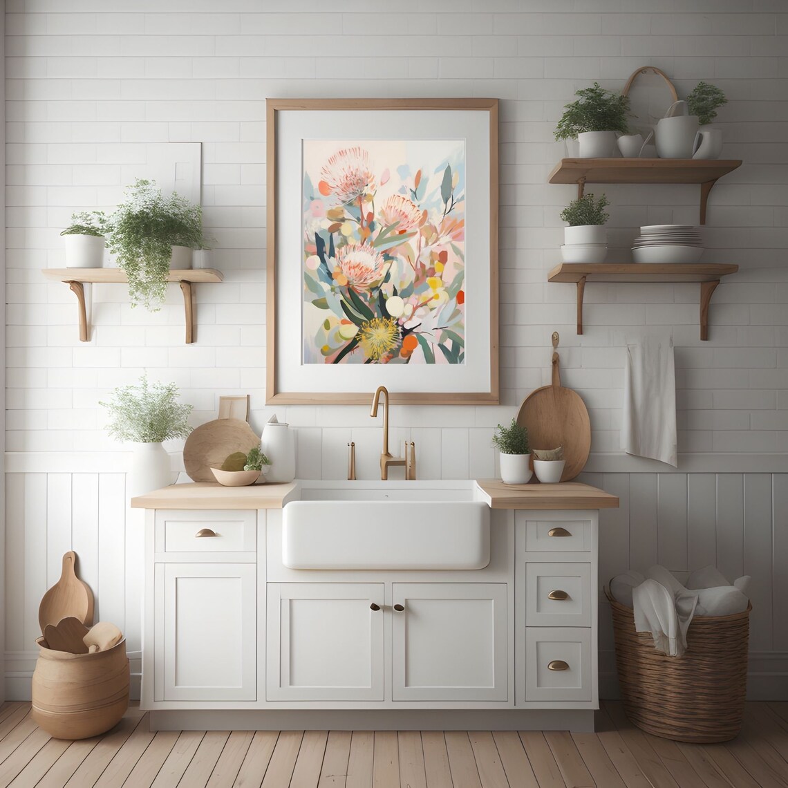 Australian Protea Painting, Abstract Floral Art Print - Image 2