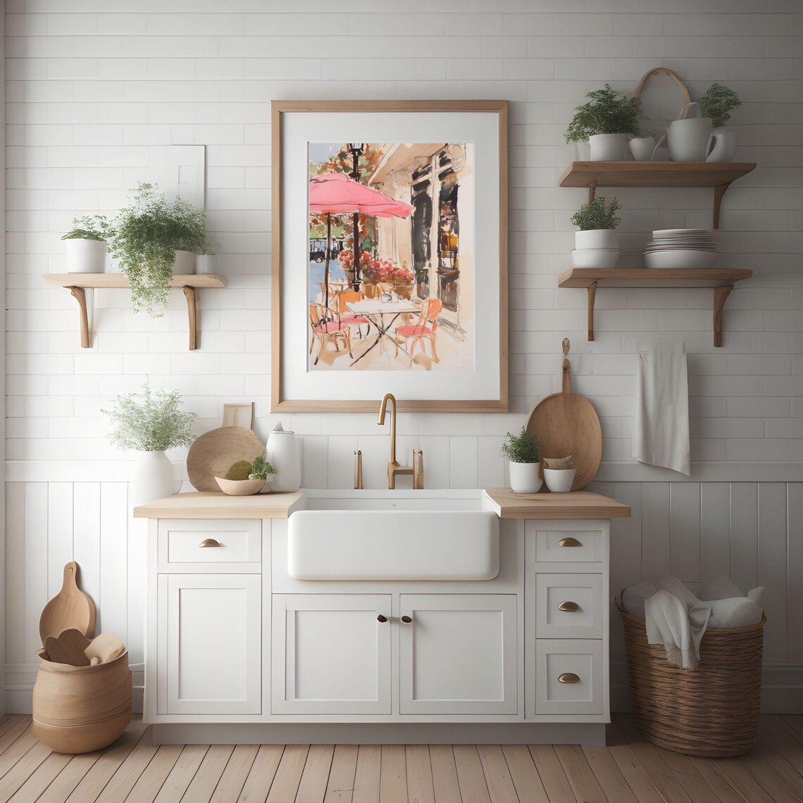 Paris Cafe Sketch, French Cityscape Art Print - Image 3