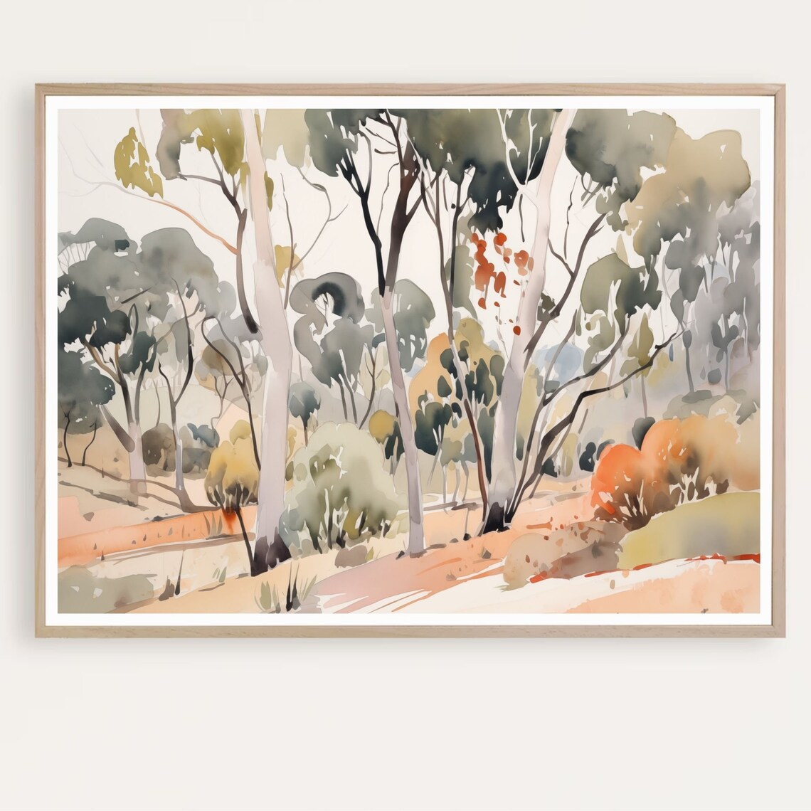 Abstract Tree Landscape, Australian Watercolor Art Print