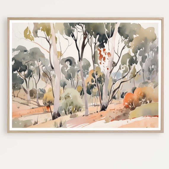 Abstract Tree Landscape, Australian Watercolor Art Print