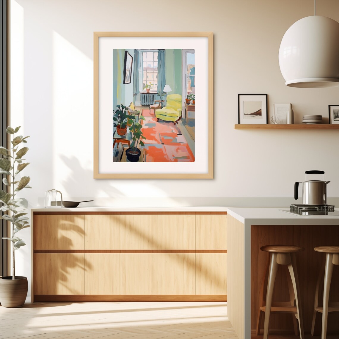 Still Life Room Retro Living Room Art Print - Image 3