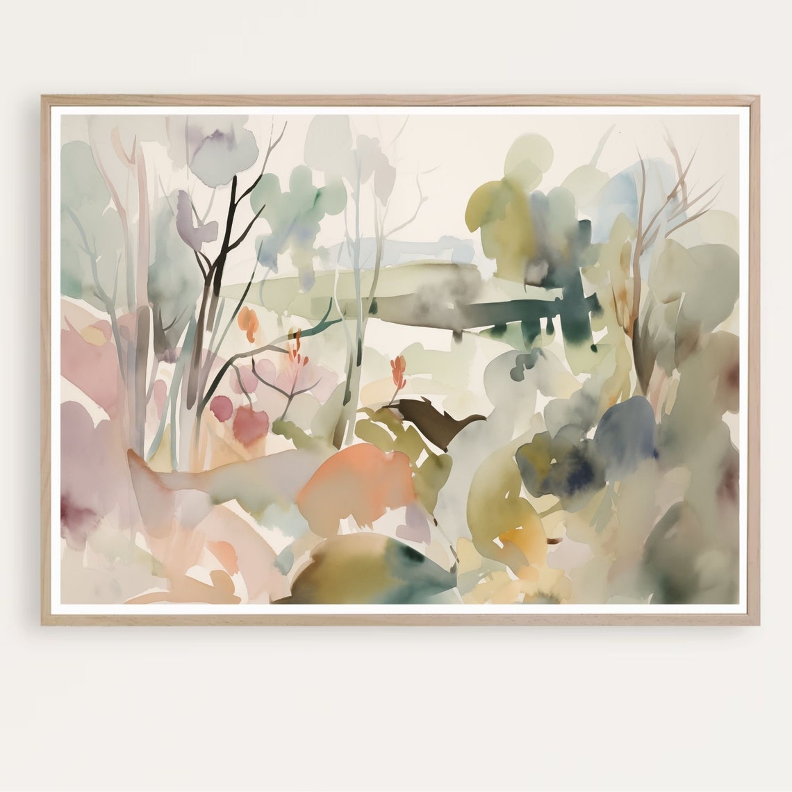 Abstract Landscape Watercolor Abstract Painting Tree Landscape Print Landscape Instant