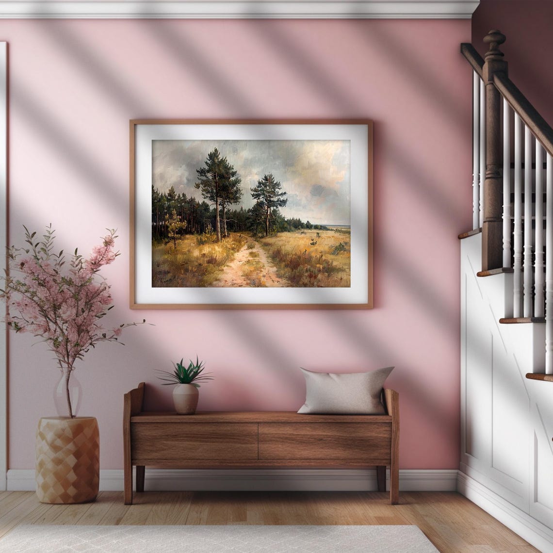 Forest Wall Art Pine Tree Print Scandinavian Wall Art Prints Vintage Nordic Landscape Painting - Image 4