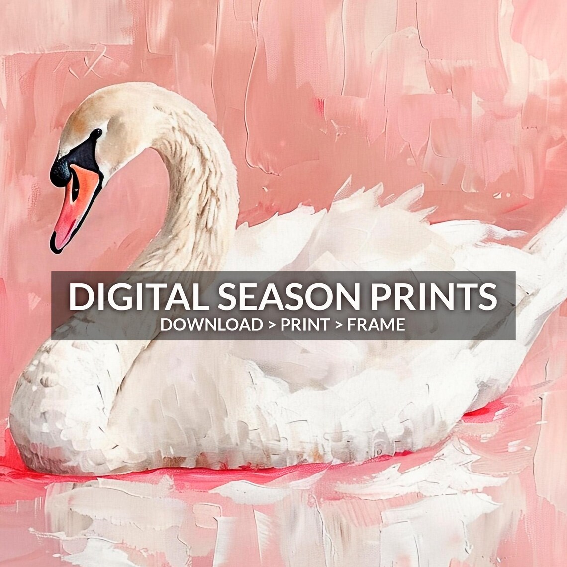 White Swan on Blush Pink Watercolor Background Nursery Painting Print - Image 4