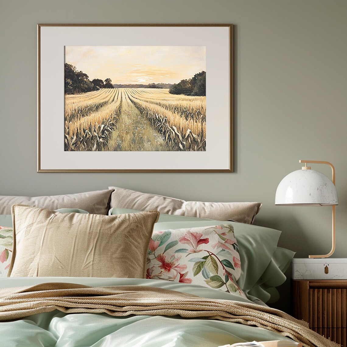 Golden Cornfield Sunset Country Farm Autumn Field Landscape Poster - Image 4